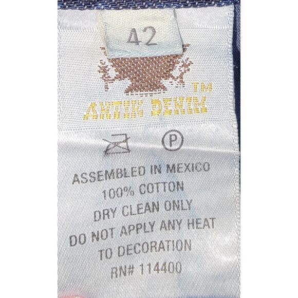 Antik Denim Men's Jeans Dark Wash size 42 Straight Button Fly Cotton 5 Pocket - Picture 7 of 8